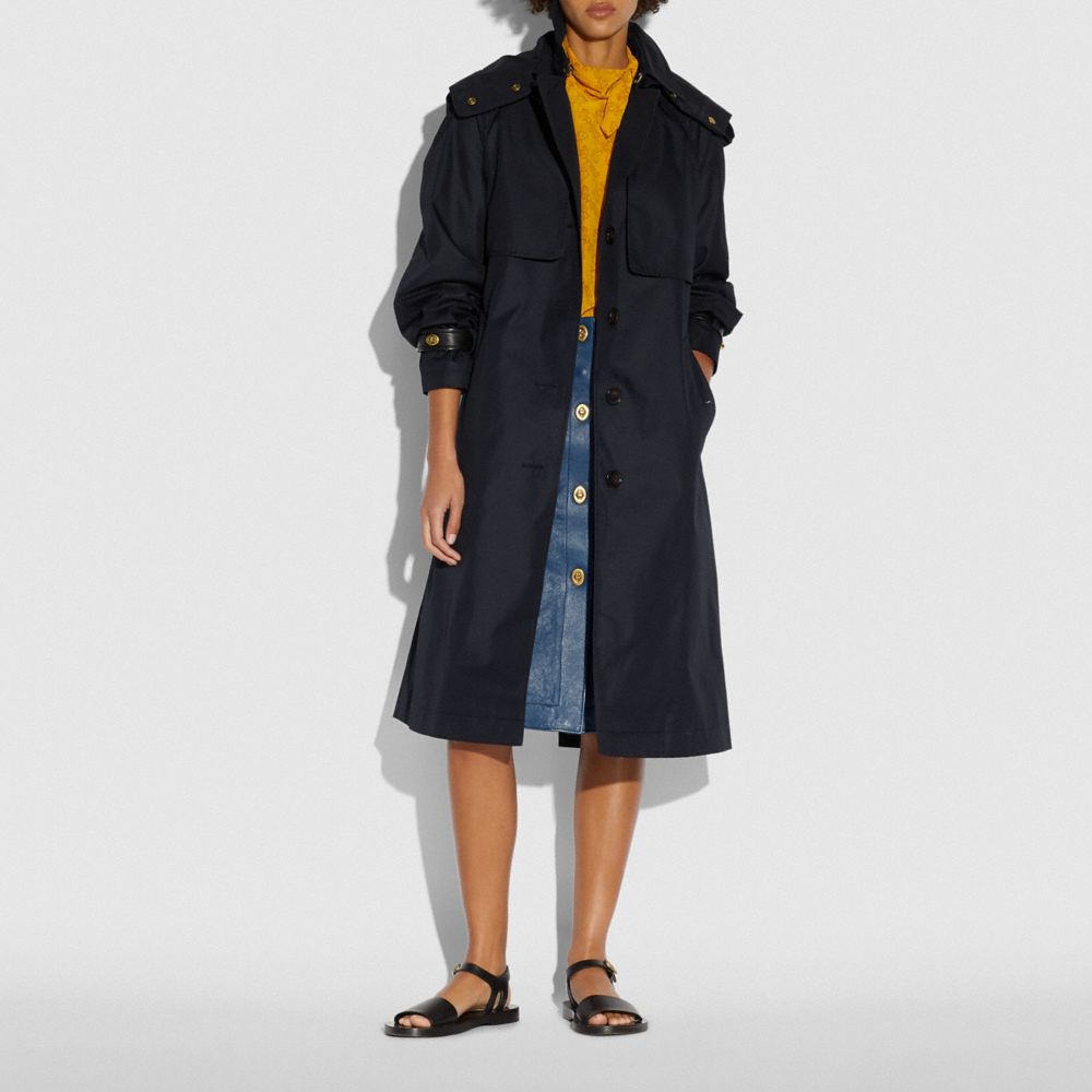 COACH®,Hooded Trench Coat,,Scale View