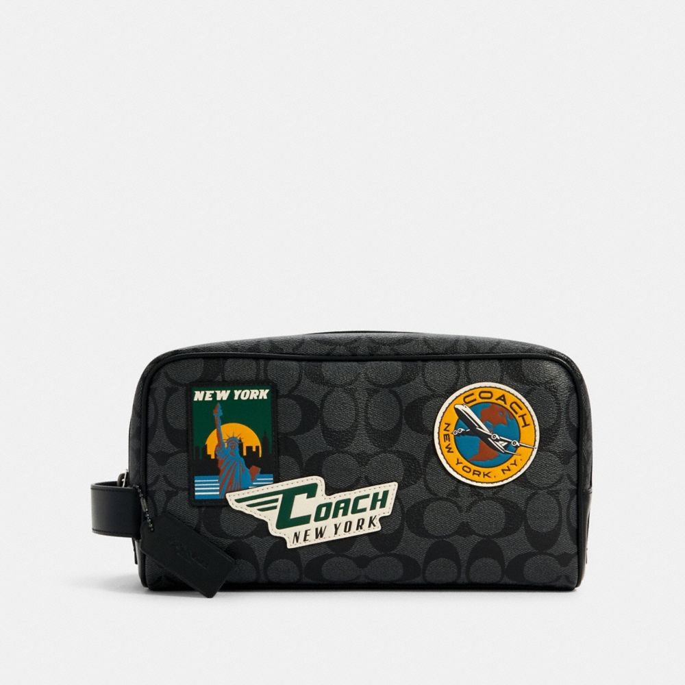 COACH® Outlet Large Travel Kit In Signature Canvas With Travel Patches