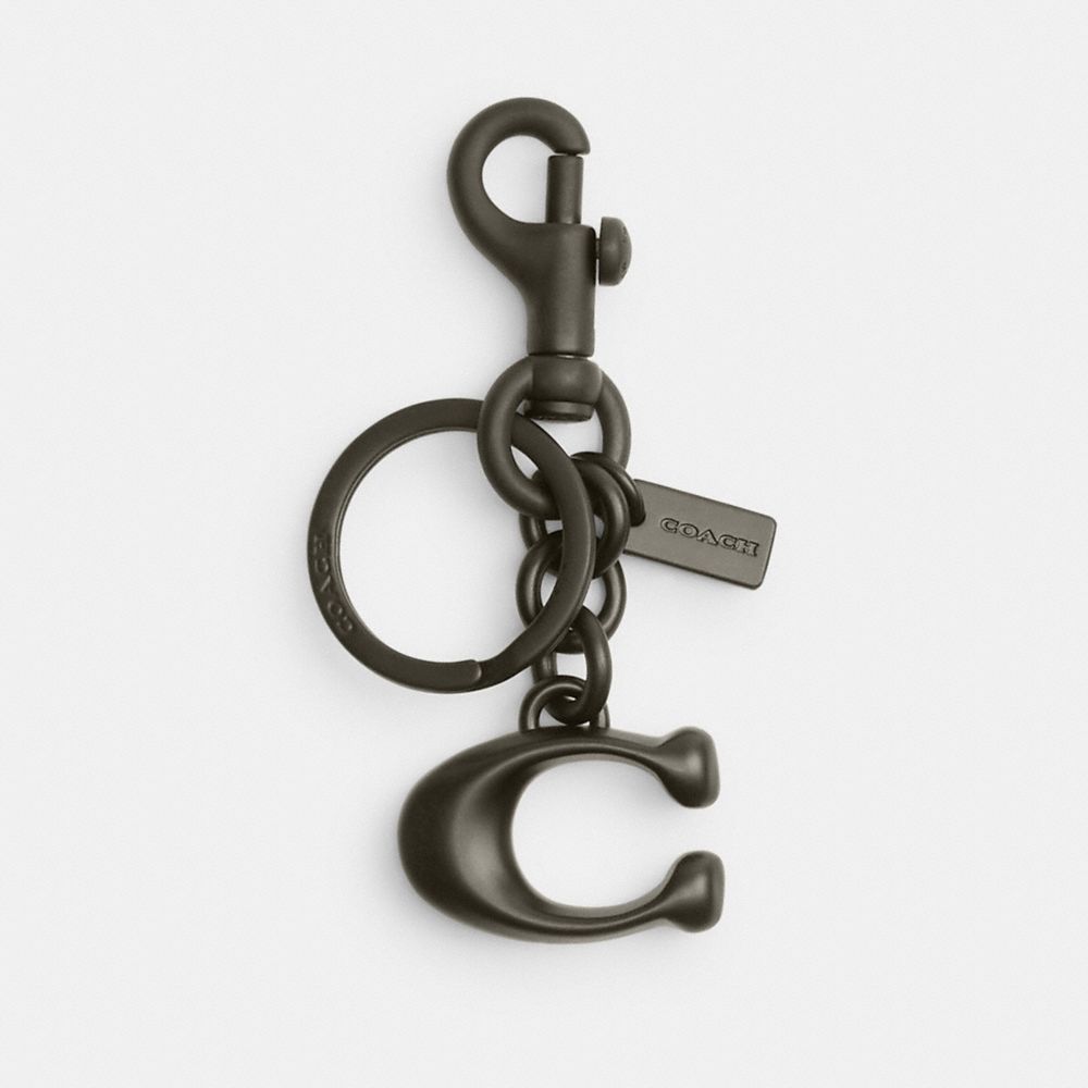 Coach Signature Bag Charm In Matte Black/black