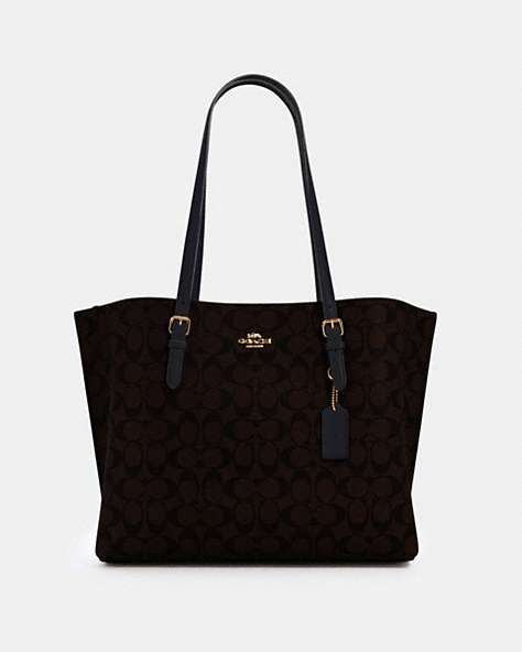 COACH®,MOLLIE TOTE IN SIGNATURE CANVAS,pvc,Large,Everyday,Gold/Brown Black,Front View
