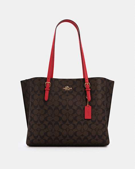 COACH®,MOLLIE TOTE IN SIGNATURE CANVAS,pvc,Large,Everyday,Gold/Brown 1941 Red,Front View