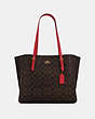 COACH®,MOLLIE TOTE IN SIGNATURE CANVAS,pvc,Large,Everyday,Gold/Brown 1941 Red,Front View