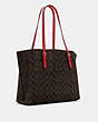 COACH®,MOLLIE TOTE IN SIGNATURE CANVAS,pvc,Large,Everyday,Gold/Brown 1941 Red,Angle View