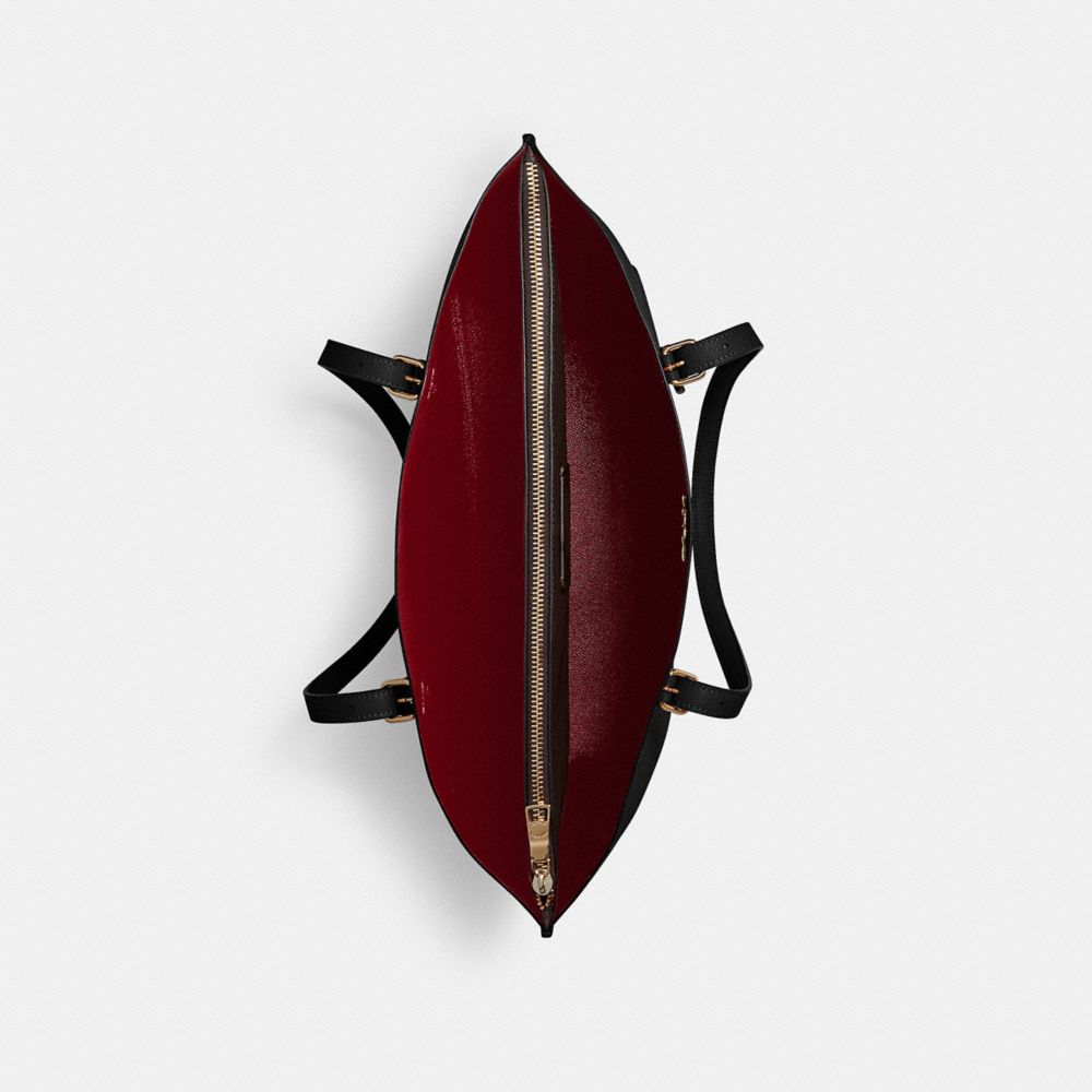 COACH®,Mollie Tote Bag,Leather,Tote,Belt,Gold Metal,Casual,Black,Inside View,Top View