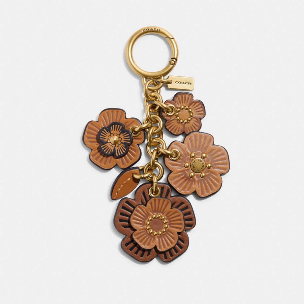 COACH Tea Rose Mix Bag Charm in Brass and Light Saddle 