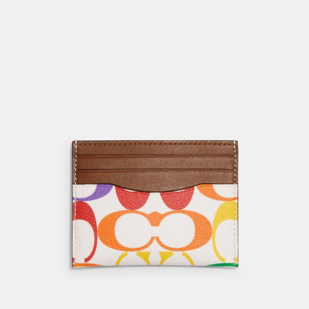 COACH® Outlet Slim Card Case In Rainbow Signature Canvas