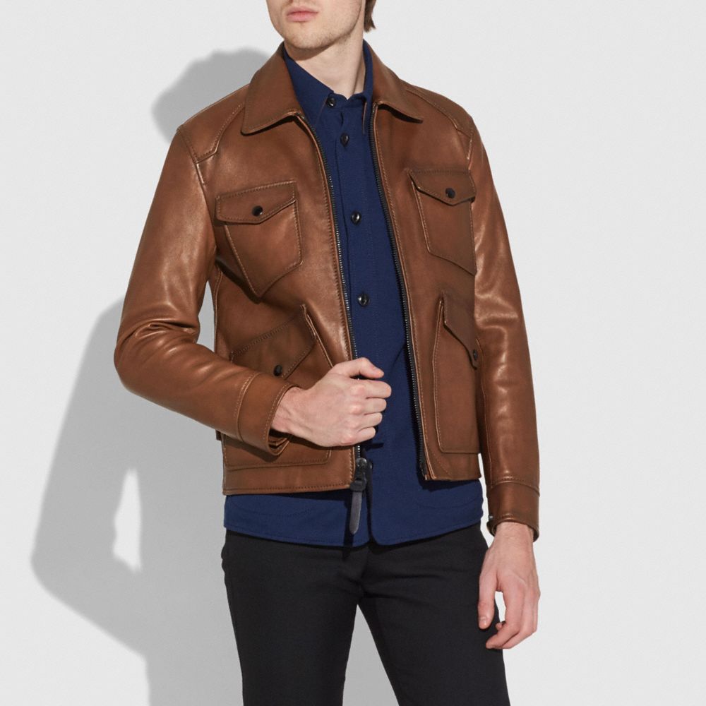 Burnished Leather Four Pocket Jacket | COACH®