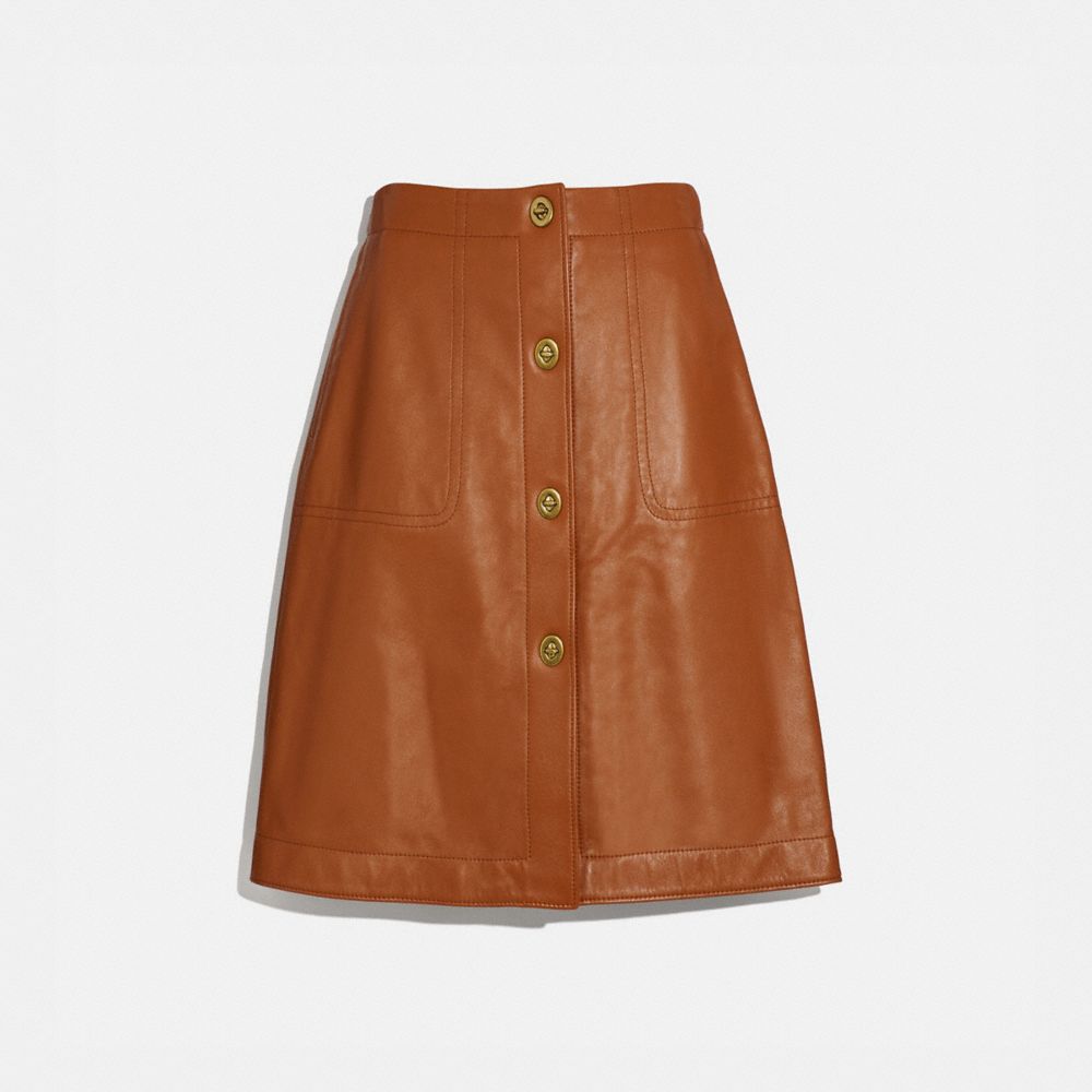 COACH® | Leather Skirt With Turnlocks