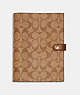 COACH®,NOTEBOOK IN SIGNATURE CANVAS,pvc,KHAKI,Front View