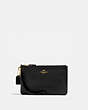 COACH®,SMALL WRISTLET,Pebbled Leather,Light Gold/Black,Front View
