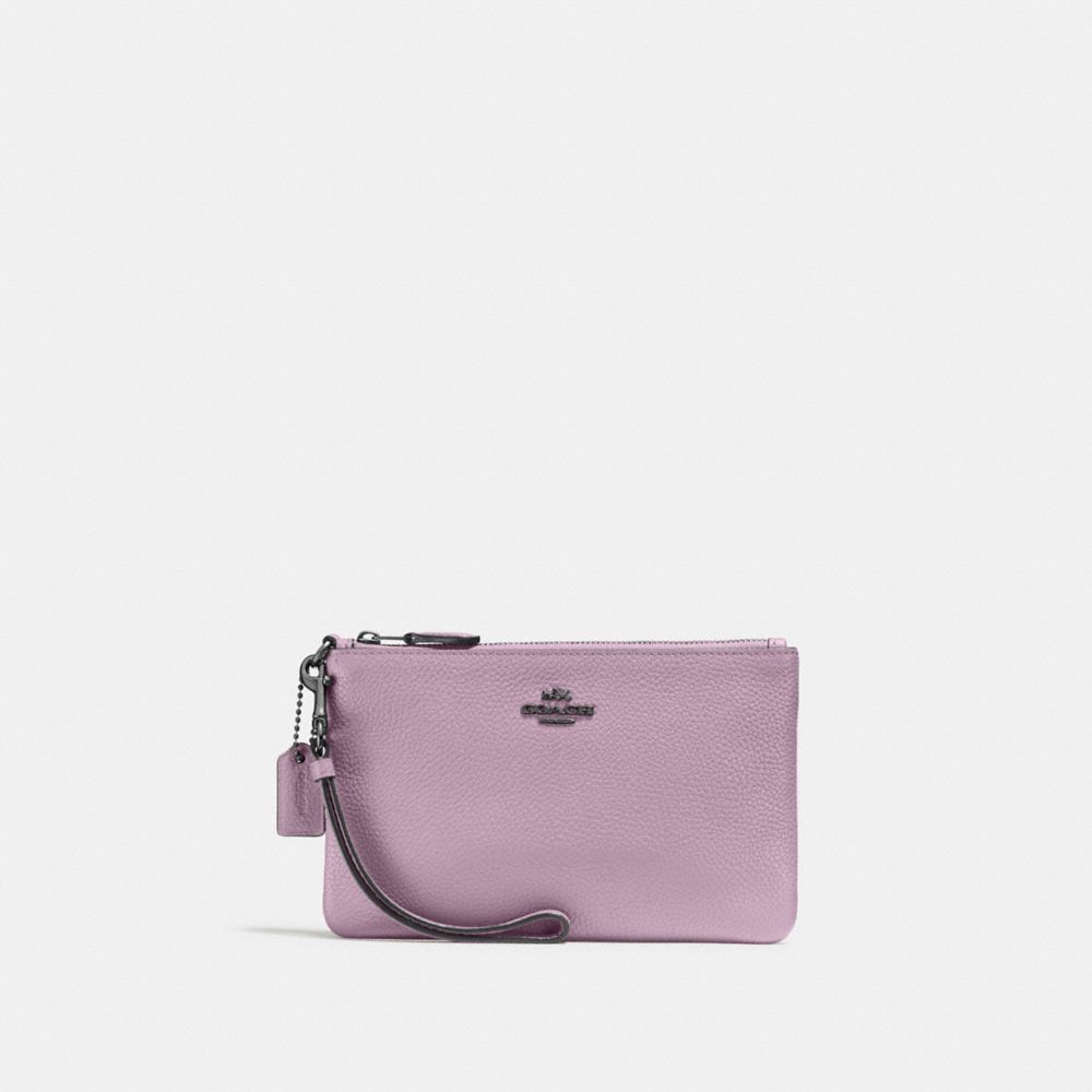 Coach Small Wristlet In Pewter/ice Purple