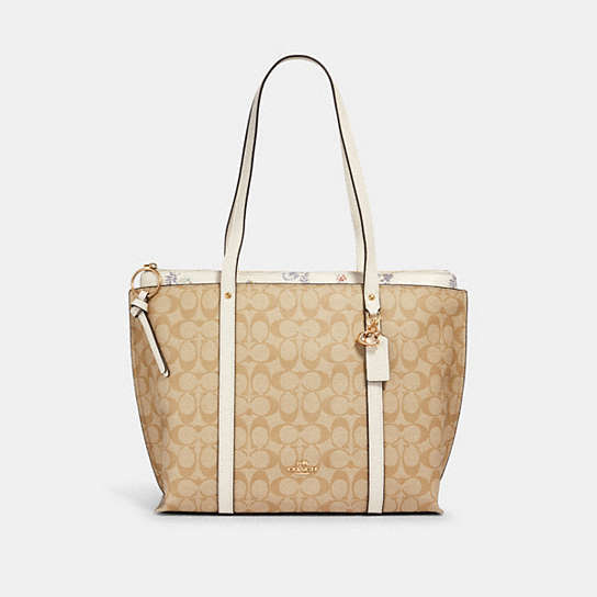COACH® Outlet | May Tote In Signature Canvas With Dandelion Floral Print