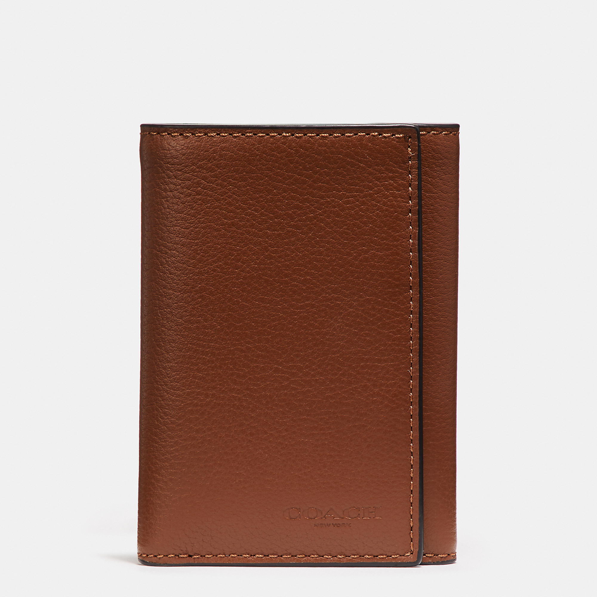 Shop Coach Outlet Trifold Wallet In Brown