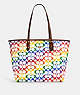 COACH®,REVERSIBLE CITY TOTE IN RAINBOW SIGNATURE CANVAS,pvc,Large,Gold/Chalk Multi,Front View