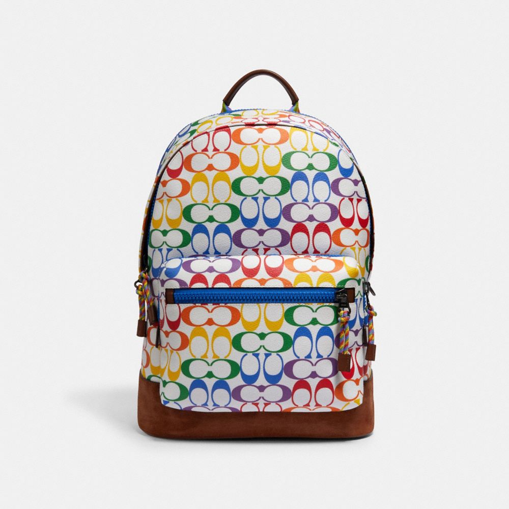 COACH® Outlet West Backpack In Rainbow Signature Canvas