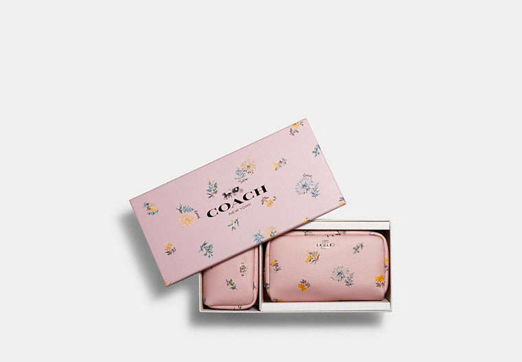 Boxed Small And Mini Boxy Cosmetic Case Set With Dandelion Floral Print
