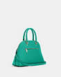 COACH®,KATY SATCHEL,Leather,Large,Gold/Green,Angle View