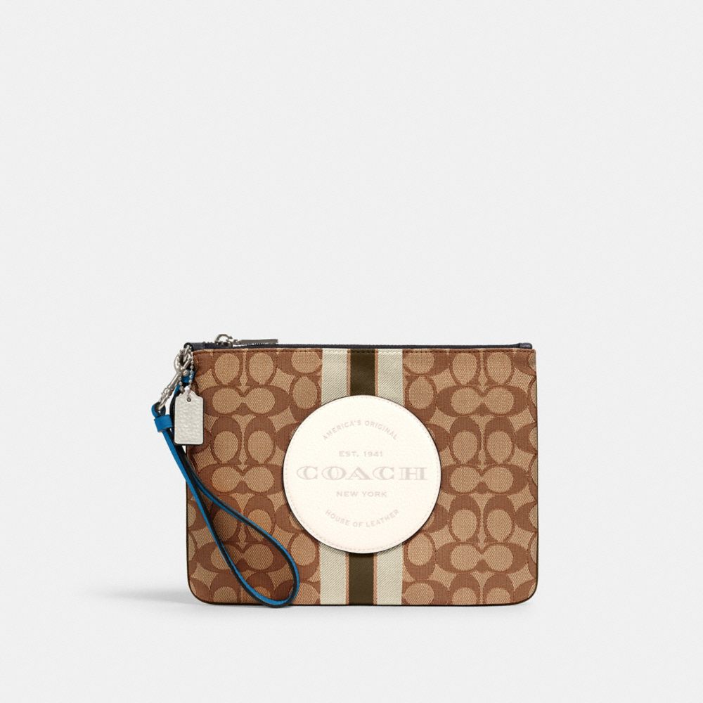 COACH® Outlet Dempsey Gallery Pouch In Signature Jacquard With Stripe And Coach Patch