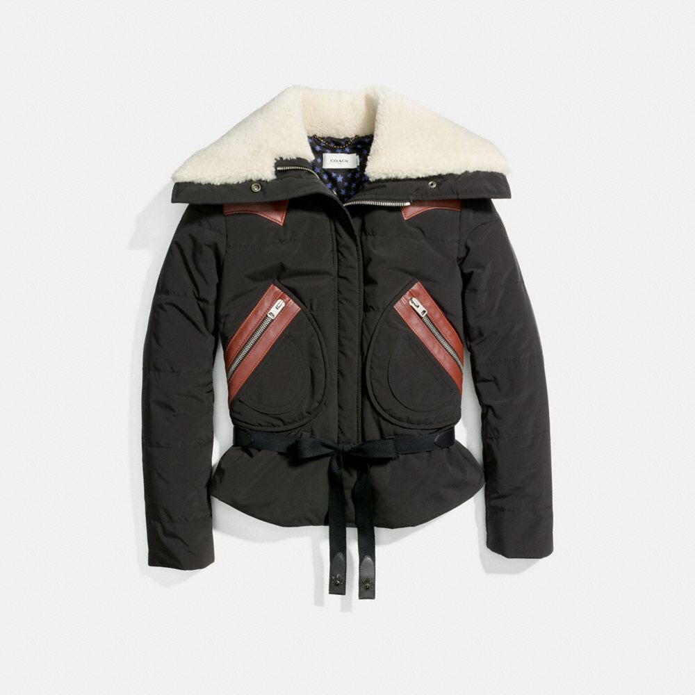 COACH®: Puffer Jacket With Shearling