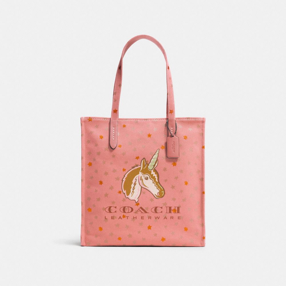 Coach Pink Unicorn Stars Graphic Canvas Tote Purse Handbag 26971