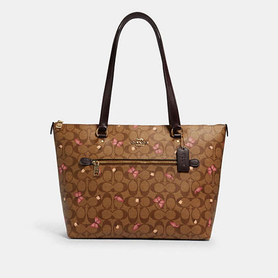COACH® Outlet | Gallery Tote In Signature Canvas With Butterfly Print