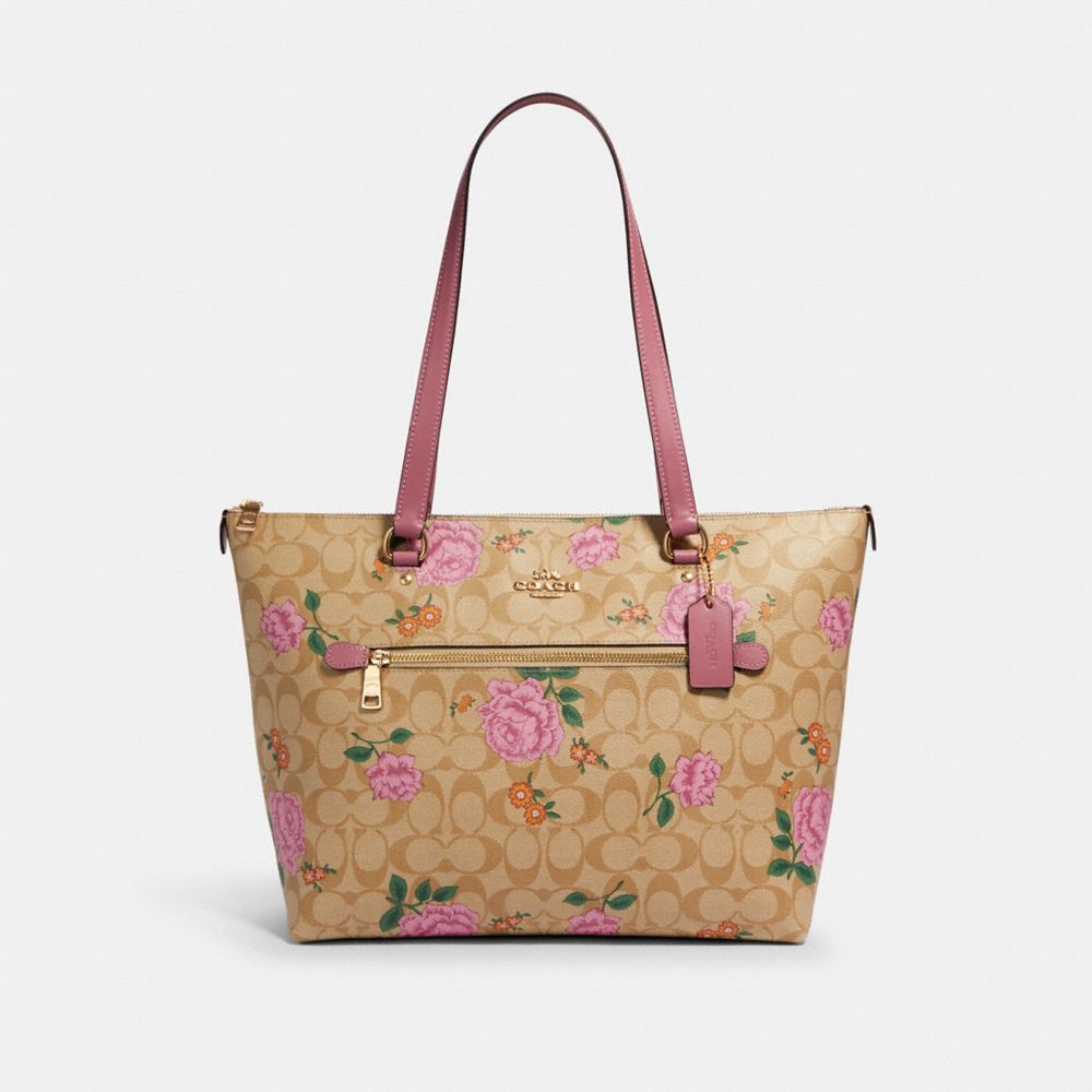 COACH® Outlet | Gallery Tote In Signature Canvas With Prairie Rose Print