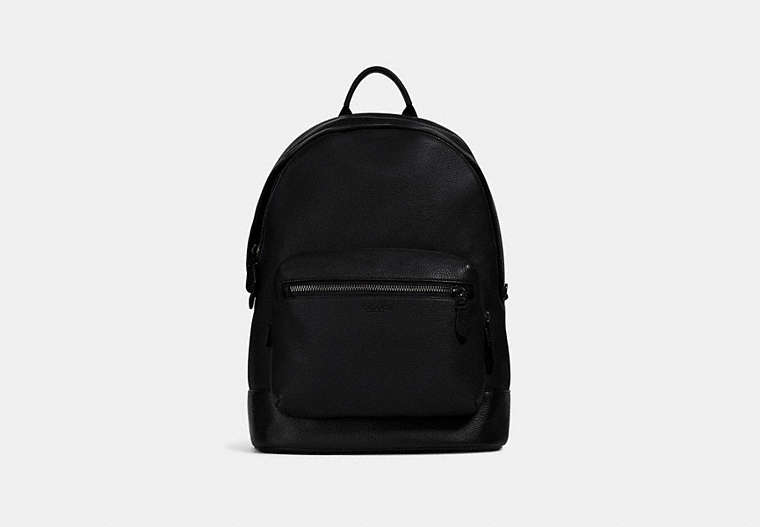 COACH®,WEST BACKPACK,Pebbled Leather,Large,Gunmetal/Black,Front View