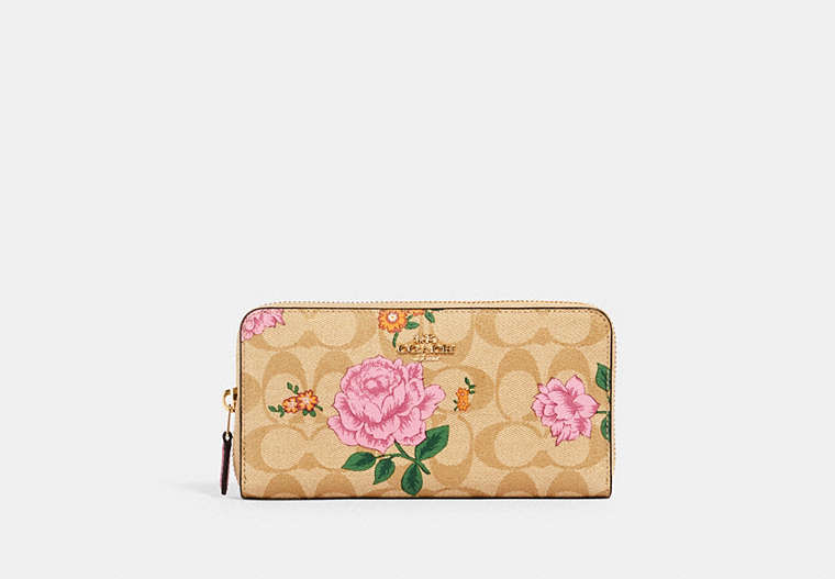 Accordion Zip Wallet In Signature Canvas With Prairie Rose Print