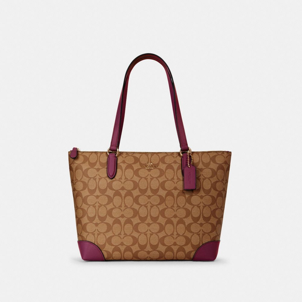 COACH® Outlet Zip Top Tote In Signature Canvas