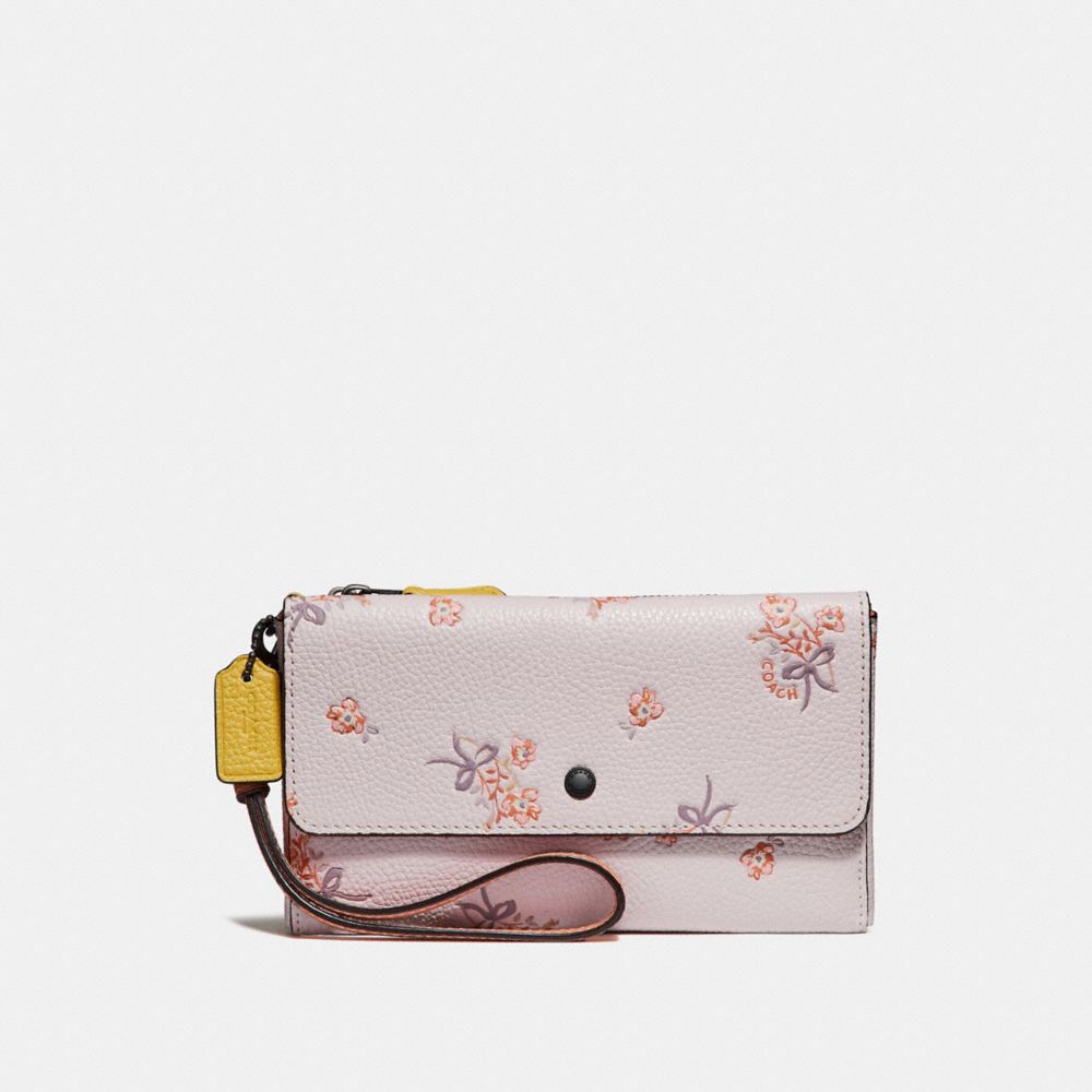 Triple Small Wallet In Colorblock With Floral Bow Print | COACH®