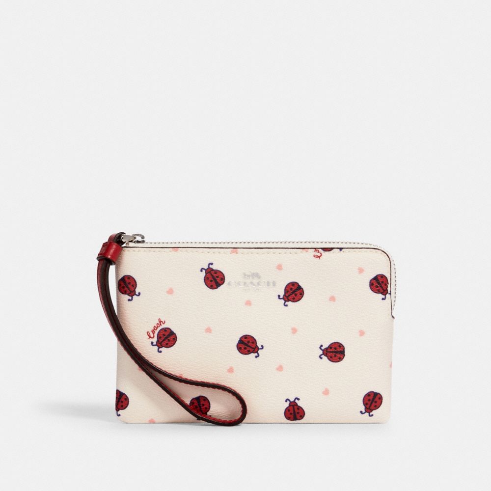 COACH® Outlet Corner Zip Wristlet With Ladybug Print
