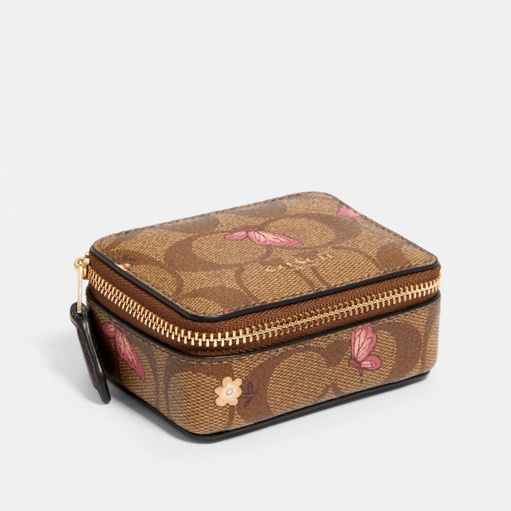 COACH® Outlet | Triple Pill Box In Signature Canvas With Butterfly Print