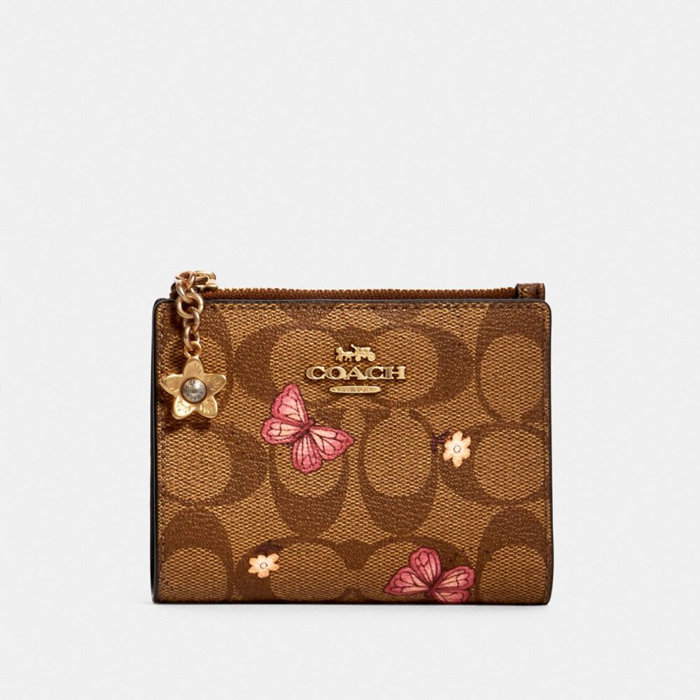 COACH® Outlet Snap Card Case In Signature Canvas With Butterfly Print