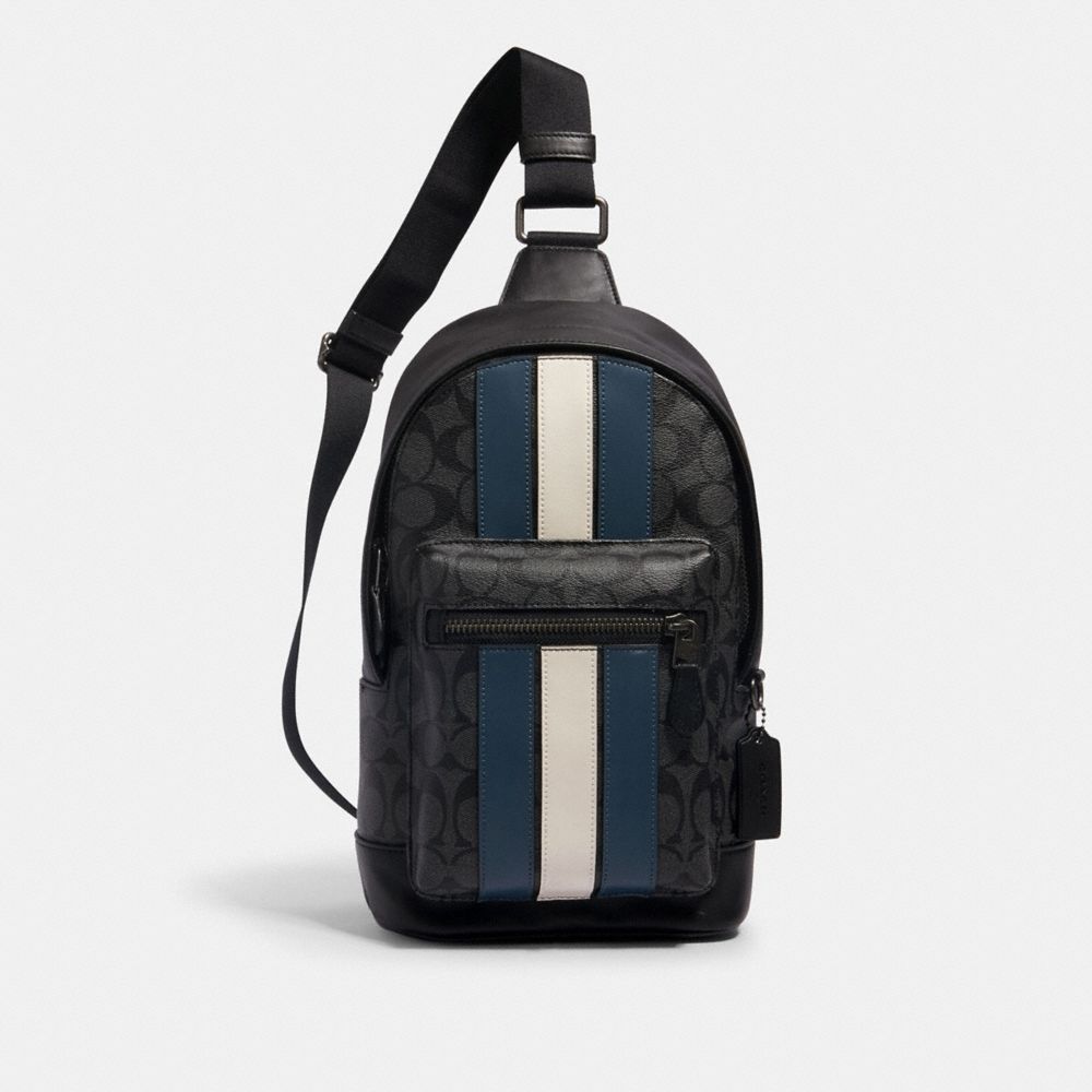 COACH® Outlet | West Pack In Signature Canvas With Varsity Stripe