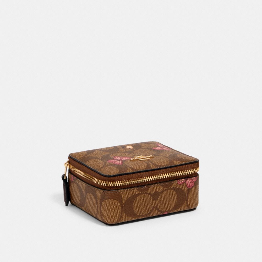 COACH® Outlet Jewelry Box In Signature Canvas With Butterfly Print