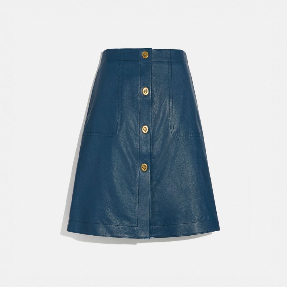 COACH®: Leather Skirt With Turnlocks