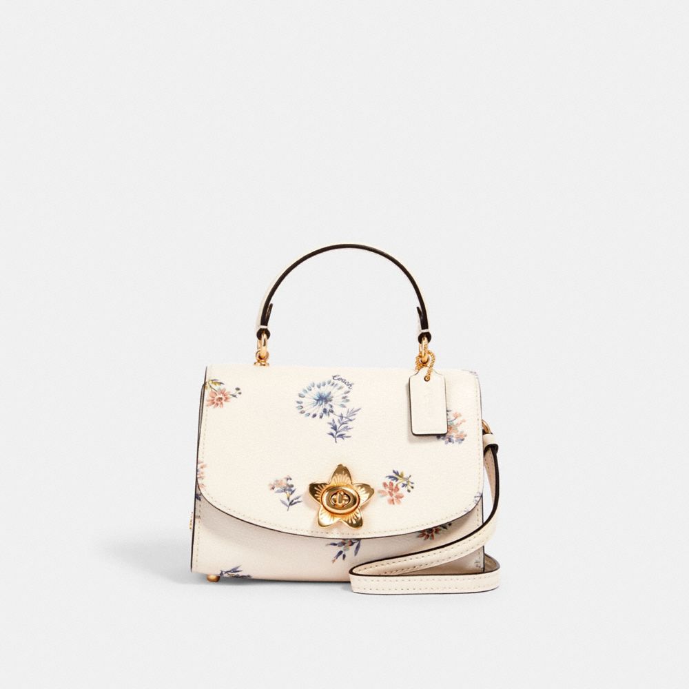 coach tilly top handle with dandelion floral print