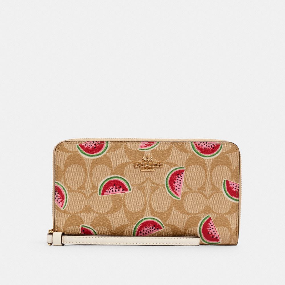COACH® Outlet Large Phone Wallet In Signature Canvas With Watermelon