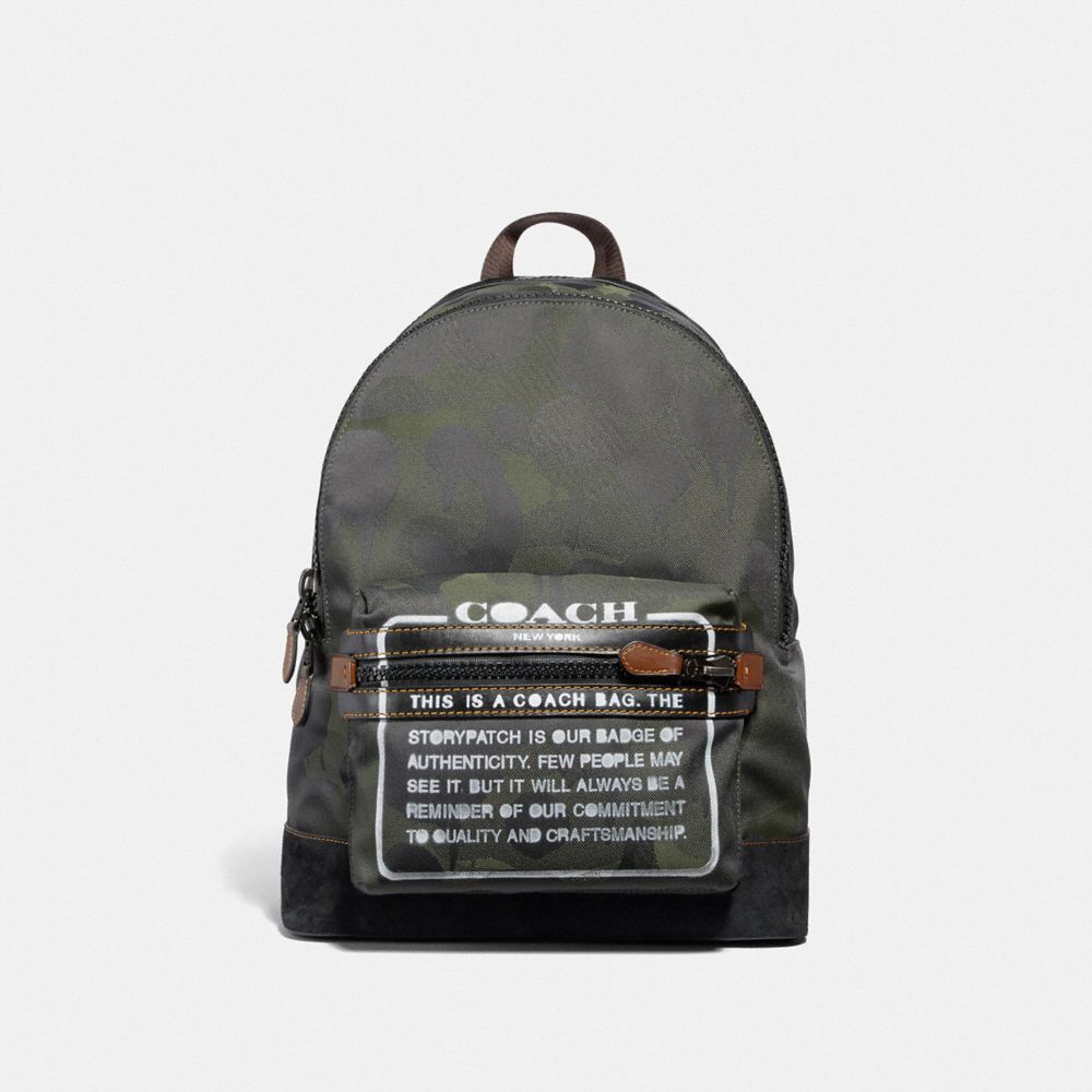 COACH® Academy Backpack With Camo Print And Storypatch