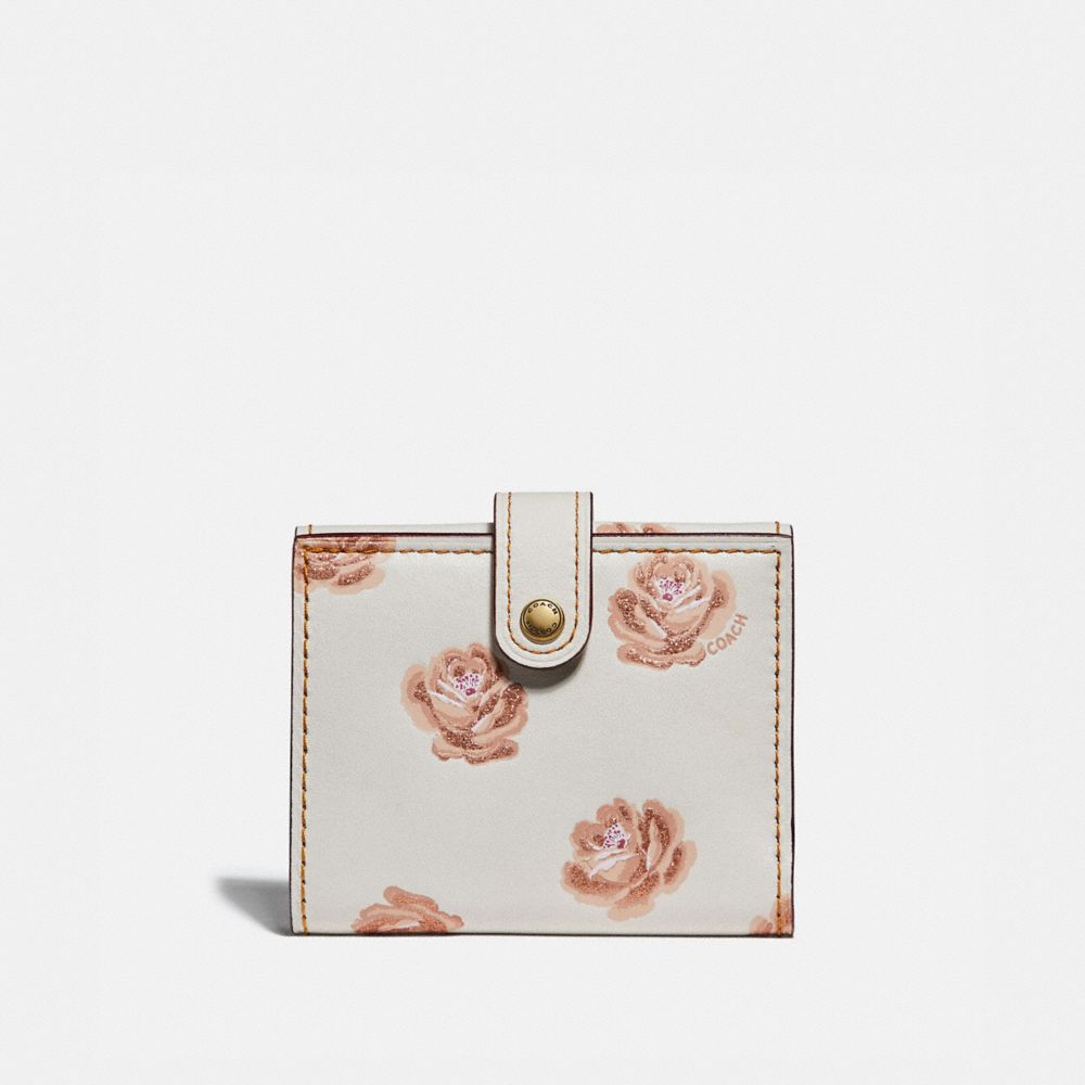 COACH®: Small Trifold Wallet With Rose Print