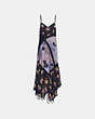 COACH®,MIXED PRINT SLIP DRESS,Mixed Material,Purple/Grey,Front View