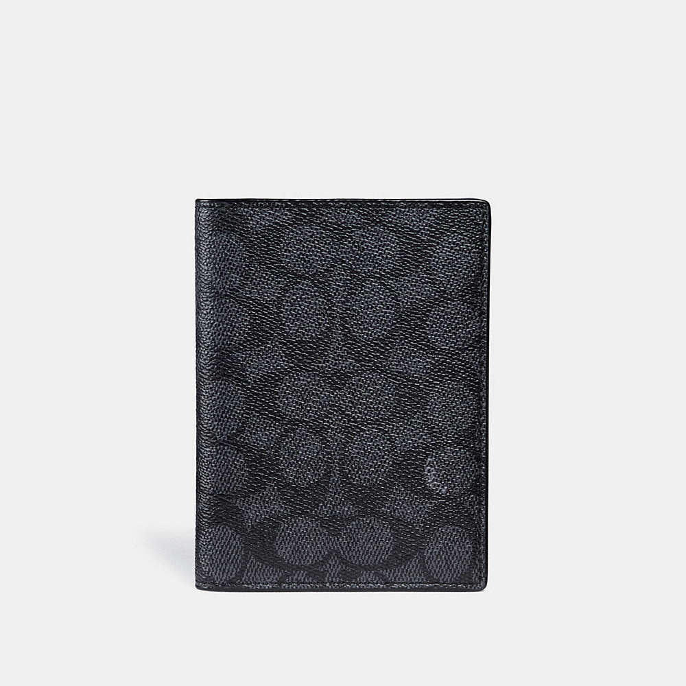 Coach Passport Case In Charcoal