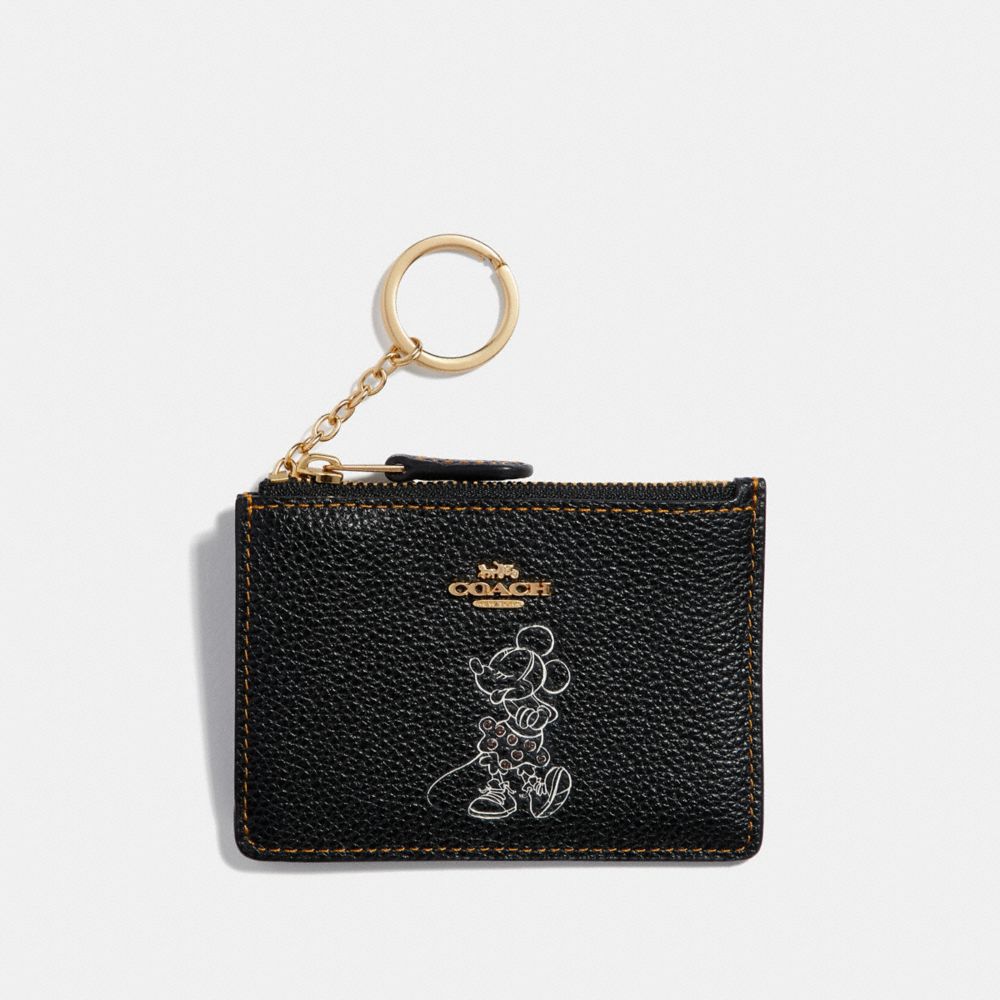 Coach Boxed Minnie Mouse ID Leather Case Black
