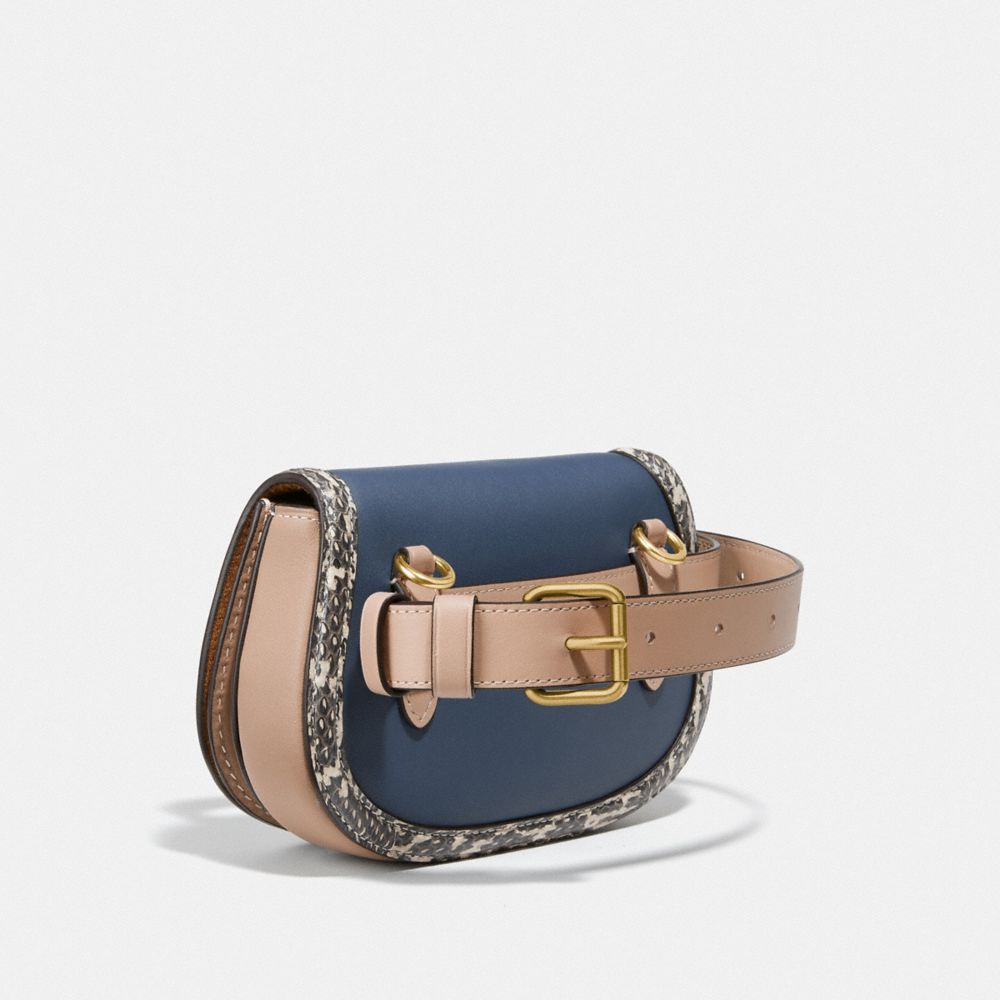 COACH® Saddle Belt Bag In Colorblock With Snakeskin Detail