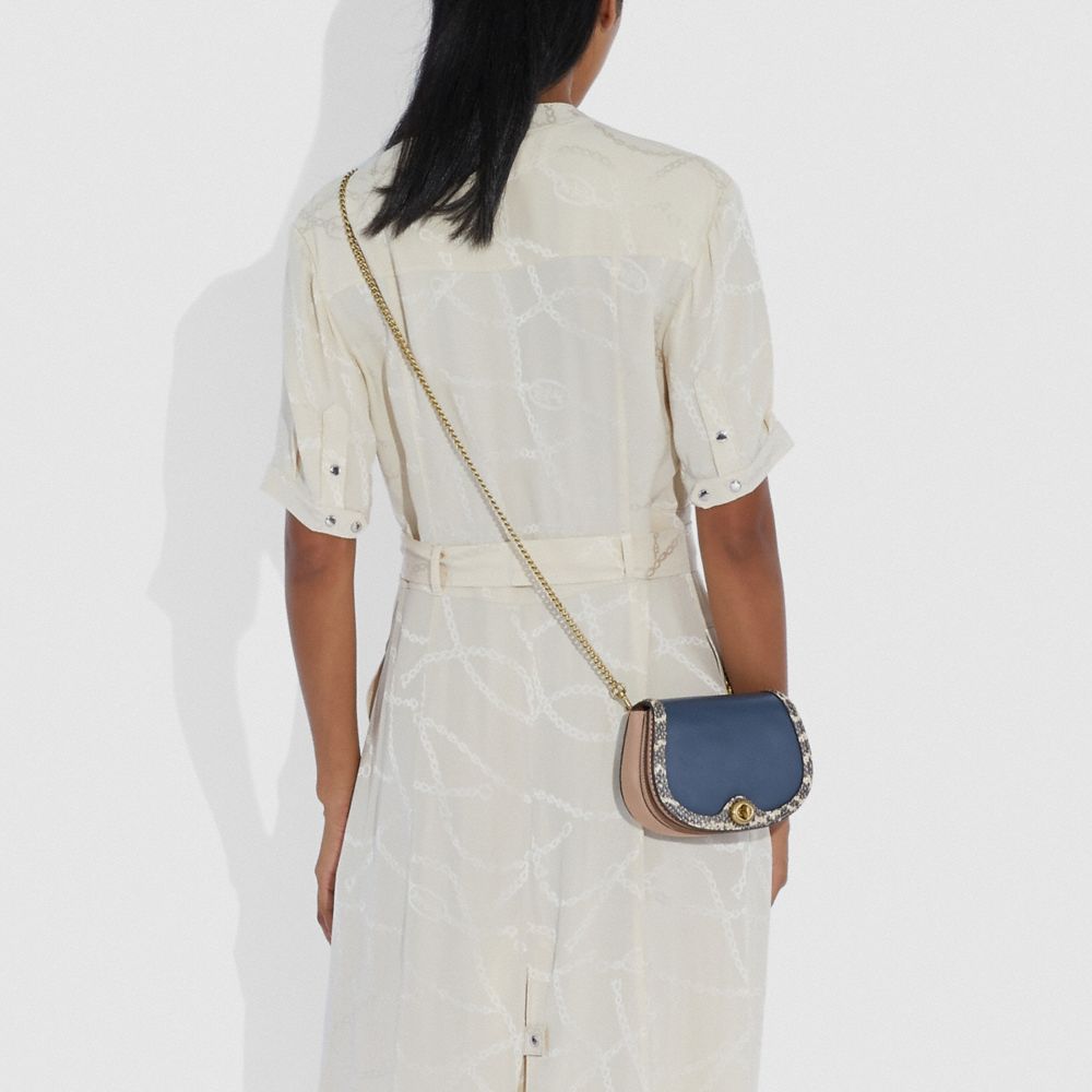 COACH® Saddle Belt Bag In Colorblock With Snakeskin Detail