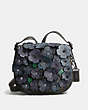 COACH®,SADDLE 23 WITH TEA ROSE,Leather,Small,Gunmetal/Black,Front View