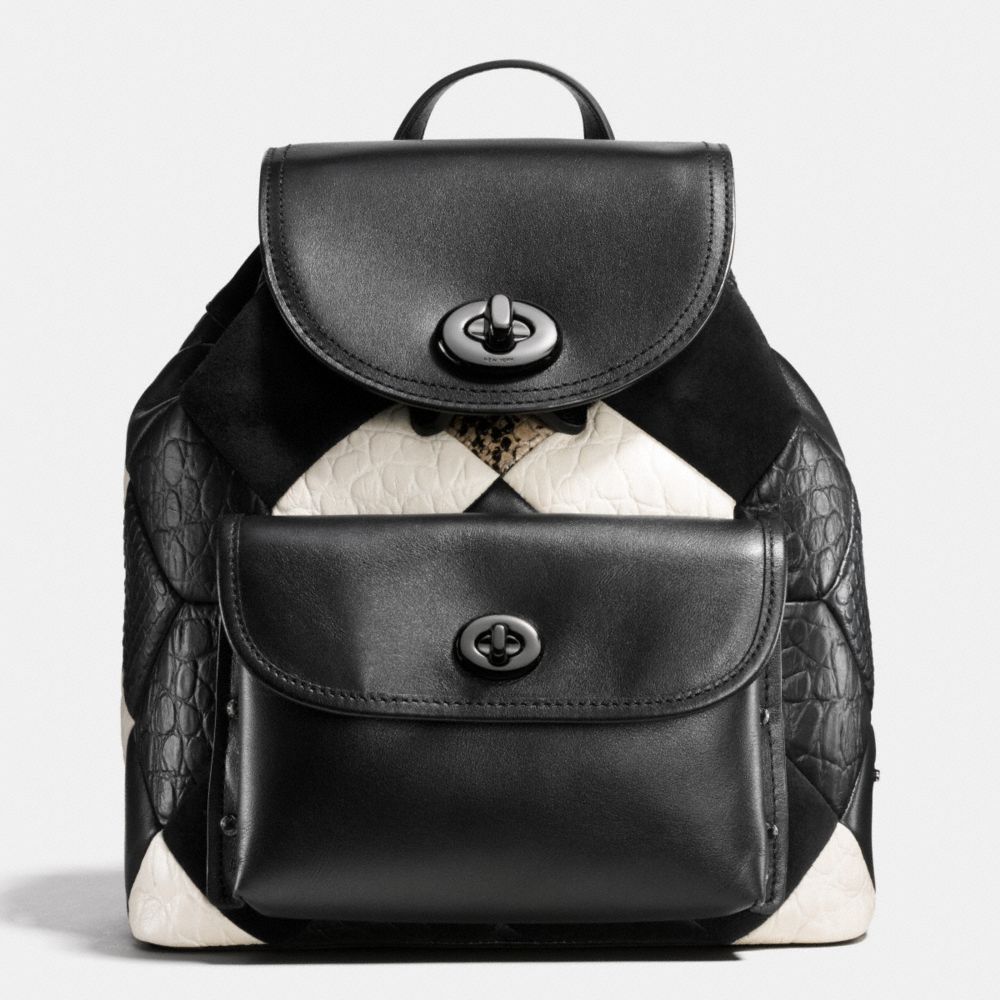 COACH Mini Leather Turnlock Backpack in Black