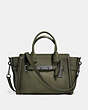 COACH®,COACH SWAGGER 27 IN BURNISHED LEATHER,Leather,Large,Gunmetal/Surplus,Front View