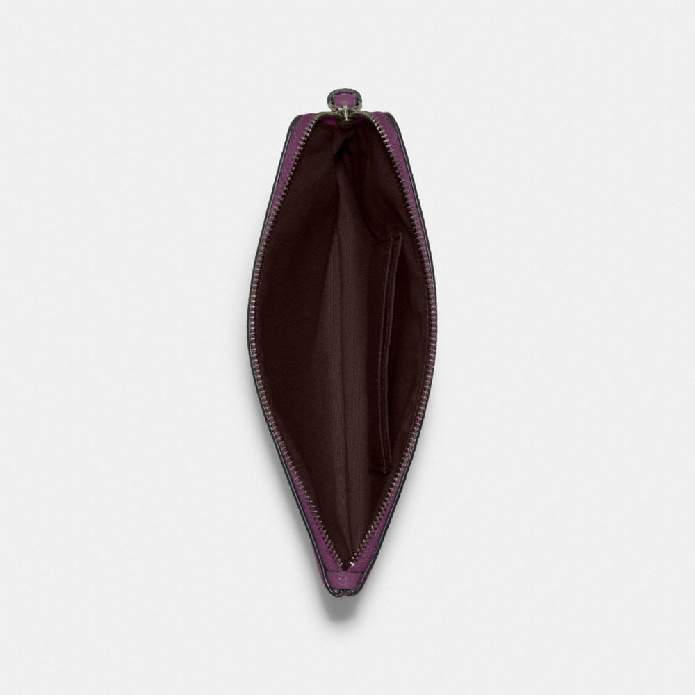 COACH®,LARGE CORNER ZIP WRISTLET,Leather,Medium,Black Antique Nickel/Boysenberry,Inside View,Top View