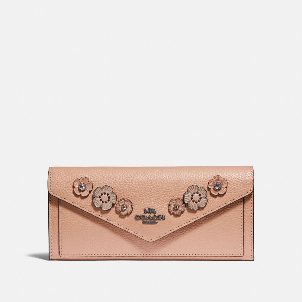 COACH® | Soft Wallet With Crystal Tea Rose